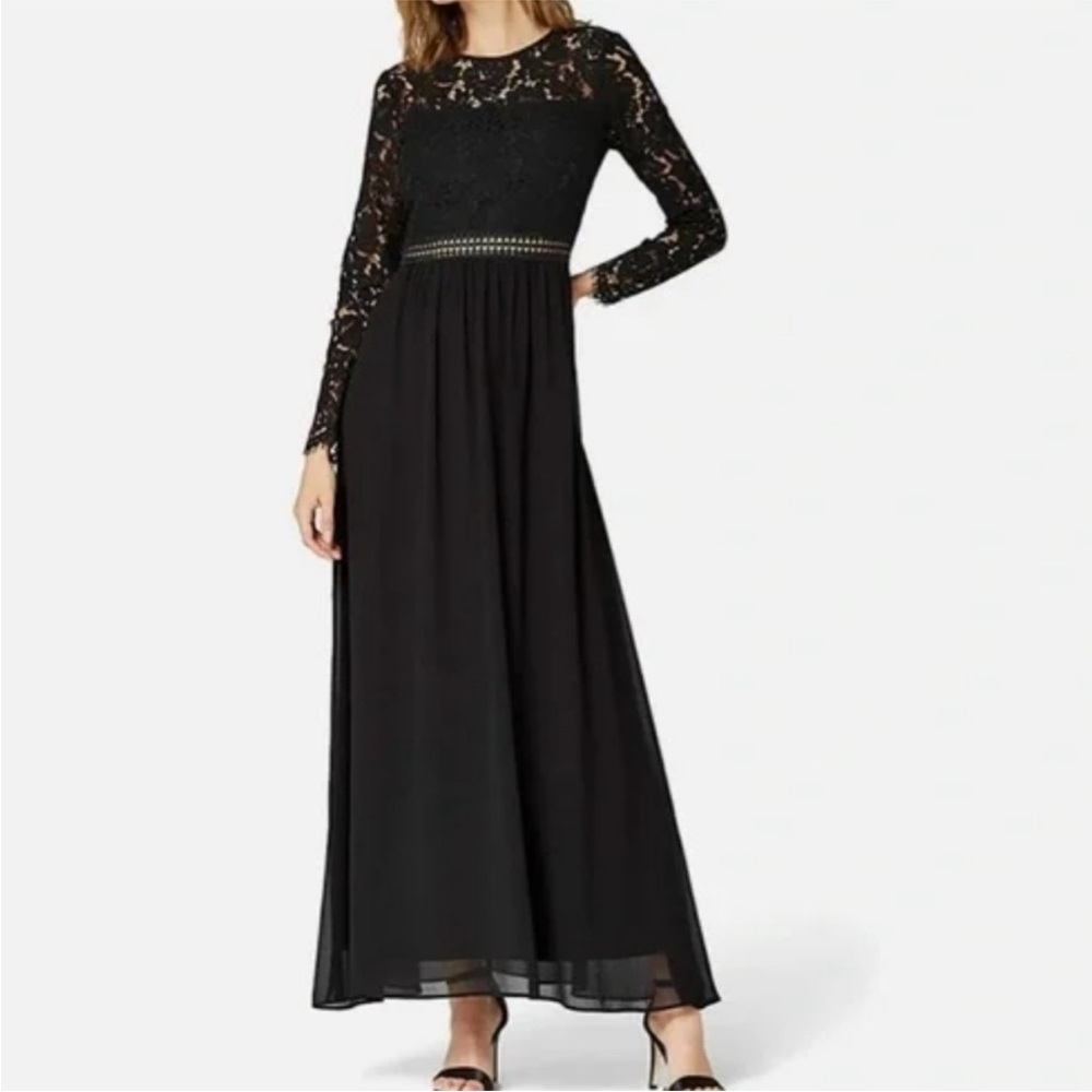 NWT Truth & Fable black lace gown long sleeve xs